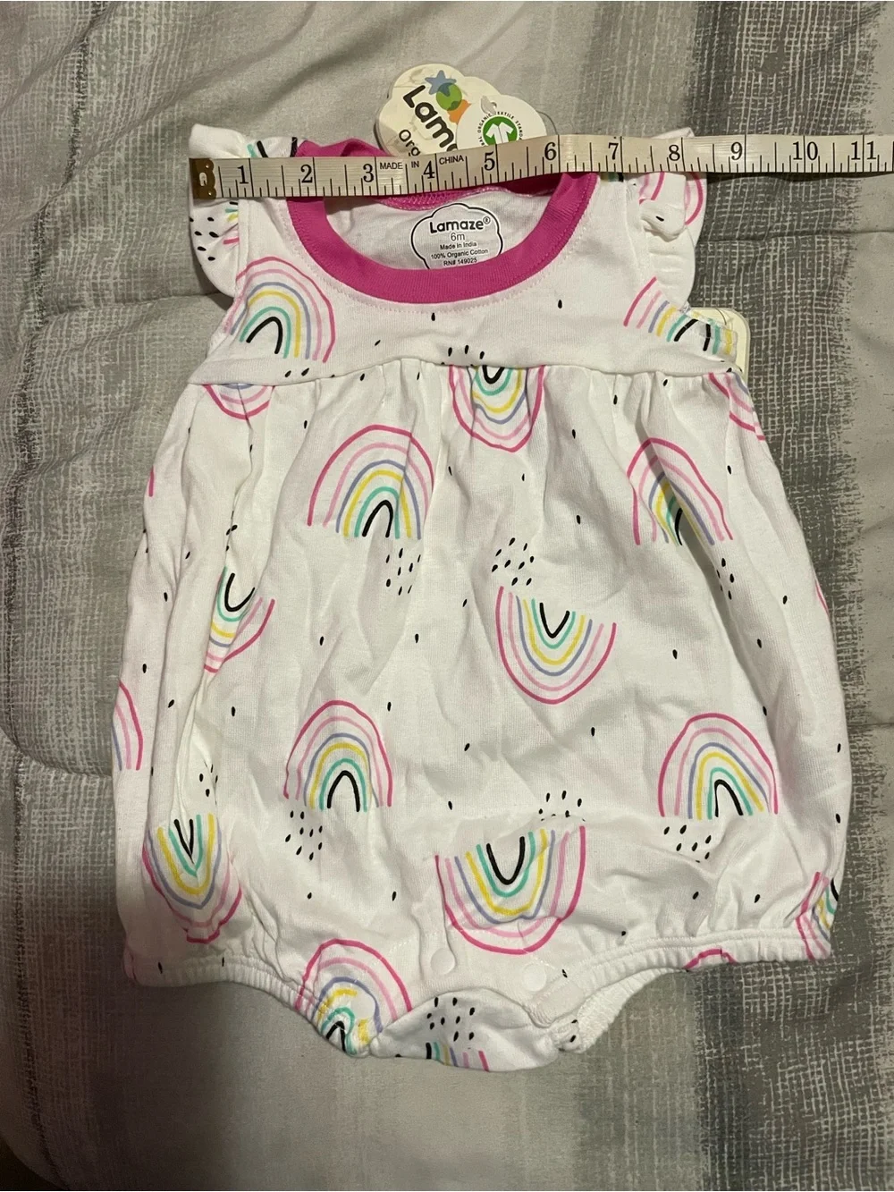 Lamaze Pink Heart Romper & White Rainbow Romper Pair